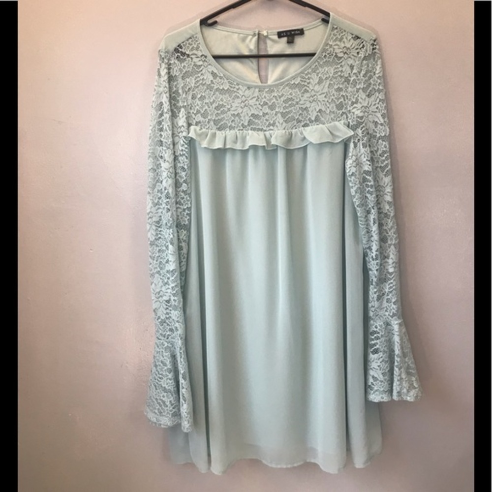 As U Wish mint green bell sleeve mini dress